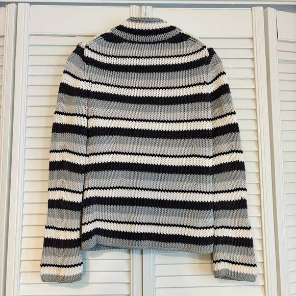 Vintage Y2K Gap Striped Turtleneck Cotton Chunky Knit Sweater Size Medium M - Picture 3 of 6